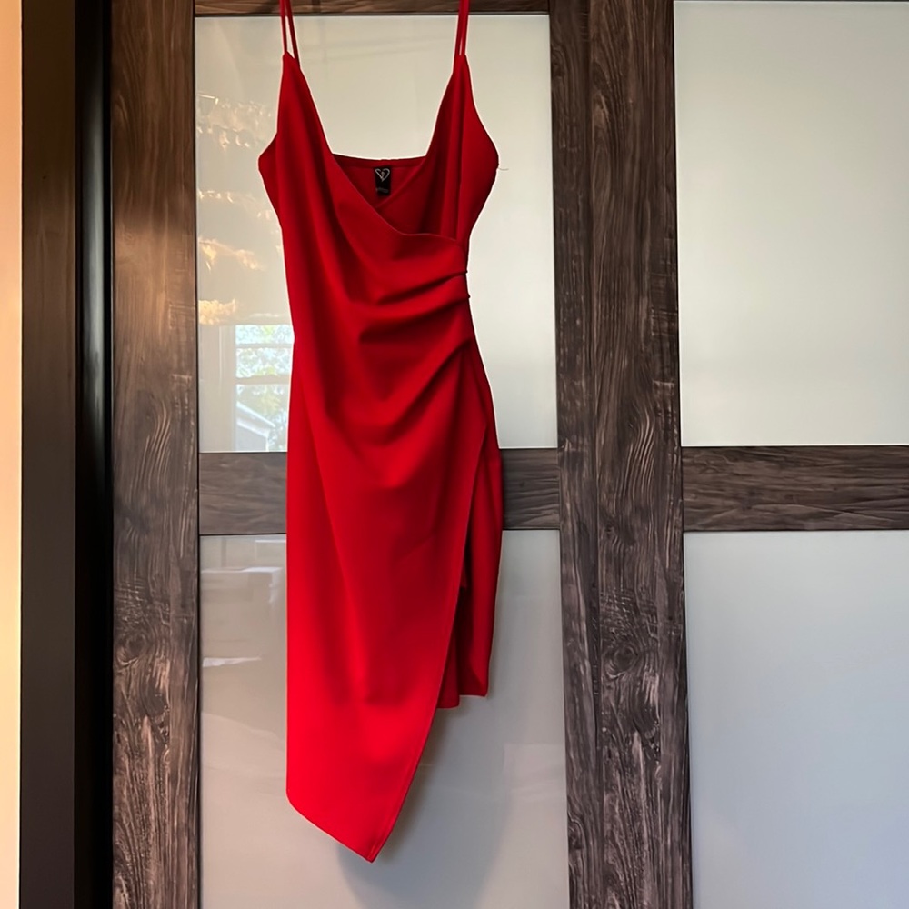 Windsor Red V-neck Slit Dress - M - Good Condition